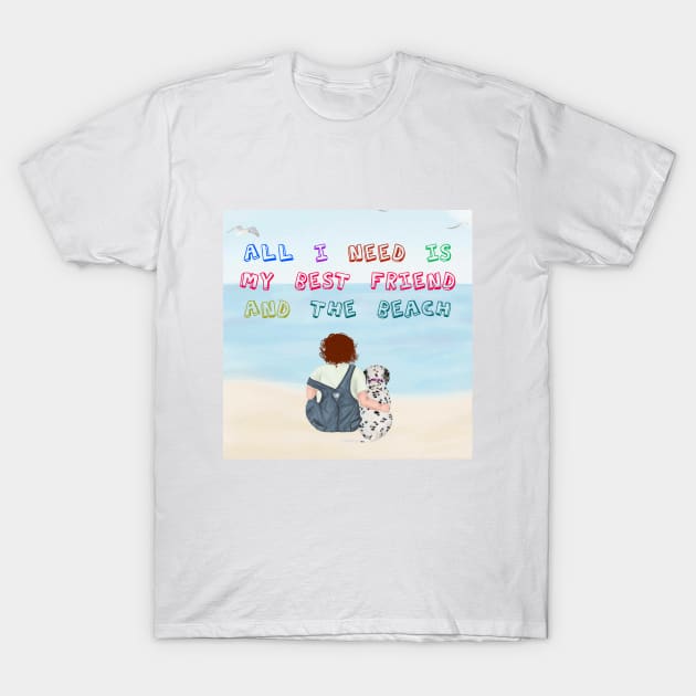 Boy And His Dog At The Beach T-Shirt by NiftyGiggles